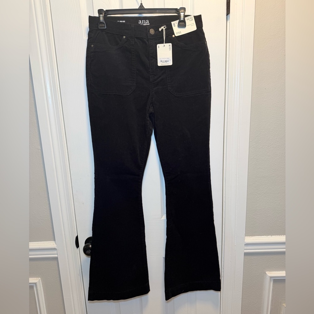 NWT - a.n.a Women's High-Rise Flare Courderoy Jeans - Dark Black